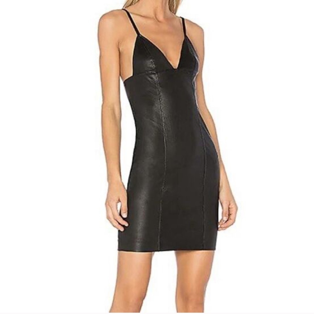 T by Alexander Wang Black Leather Detail Dress